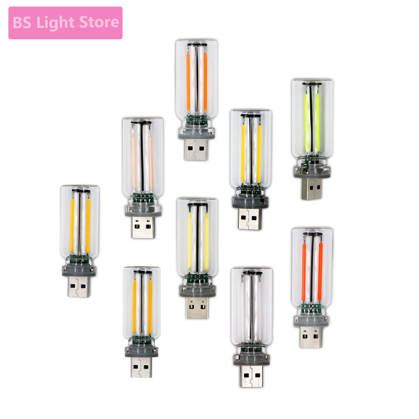 

2pcs 0.3W 5V Retro Edison Dimming Light Bulb Light Source USB Mobile Power Interface Light Night Light Power Bank Laptop