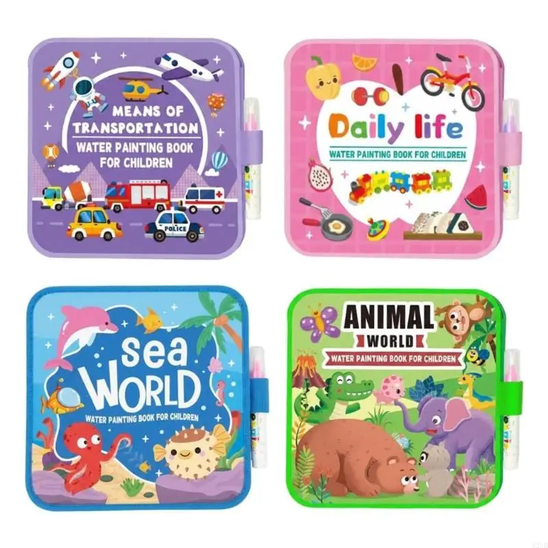 Livre coloriage magique à l'eau, réutilisable sûr pour les enfants, livre d'activités dessin à l'eau, développe Fine