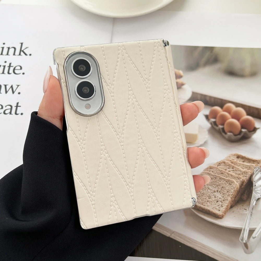 Fashion Downcoat Leather Phone Case For Samsung Galaxy Z Fold 8 Ultra 7 6 5 4 Shockproof Comfortable Grip Flexible Back Cover