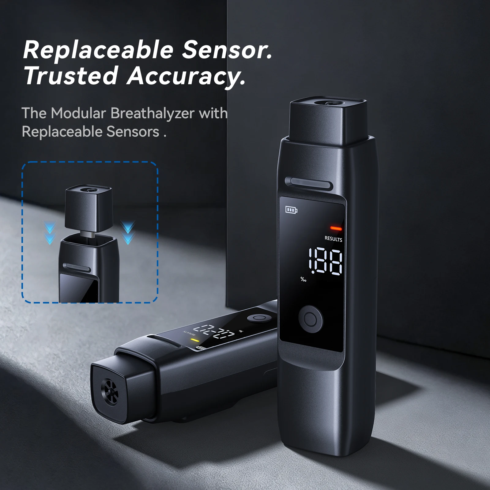 The Latest Chip Technology, Sensor Replaceable Alcohol Tester, Suitable for Personal and Household Use (Excluding Batteries)