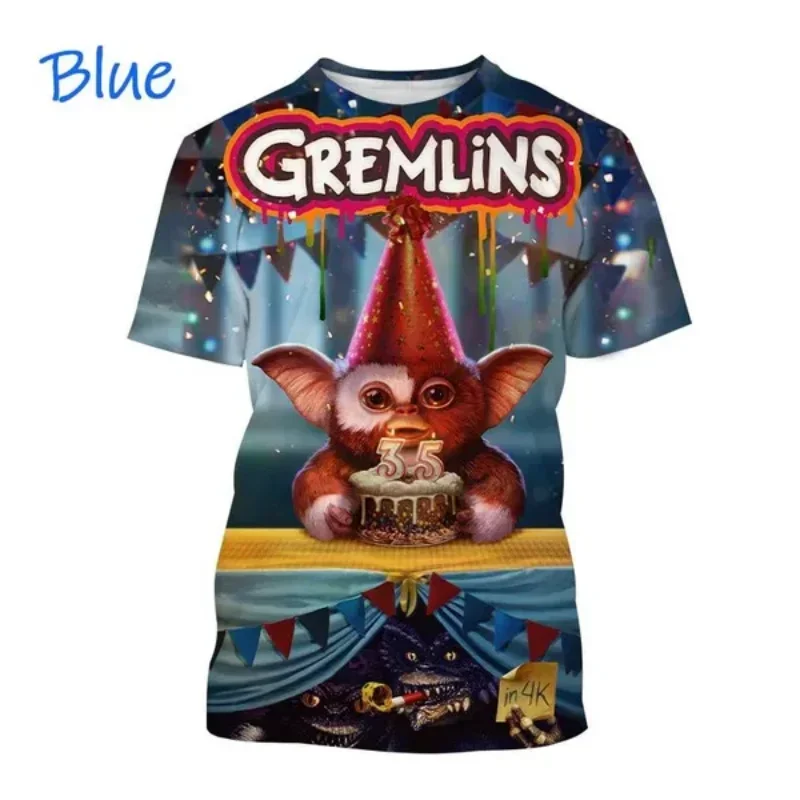 Horror Movie Christmas Puppet Monster Gremlins Graphic T Shirt Fashion Men Clothing Hip Hop Harajuku Street Short Sleeve Tops