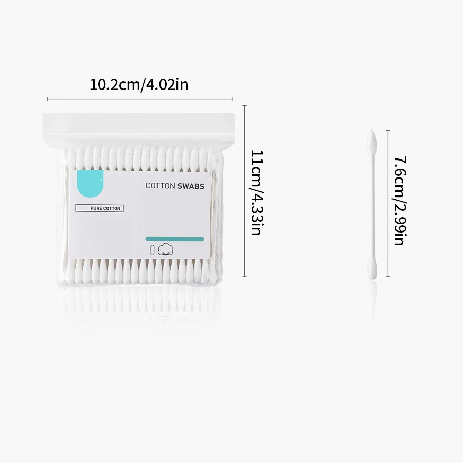 100 unids/bolsa hisopo de algodón de doble punta: adecuado para belleza, maquillaje, eliminación de maquillaje y uso de limpieza diaria