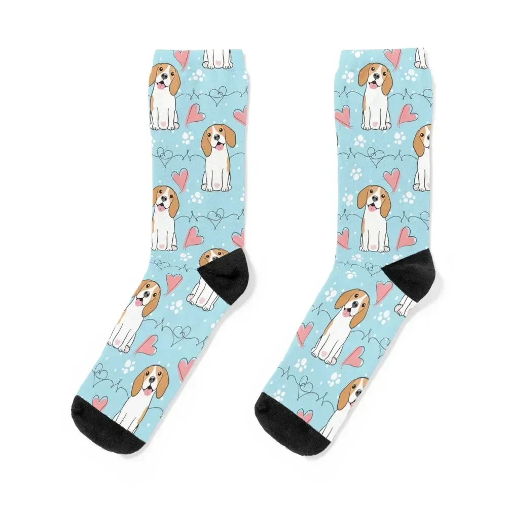 

Love Beagle - Tricolor 4 Socks christmas gift hiking loose Soccer Luxury Woman Socks Men's