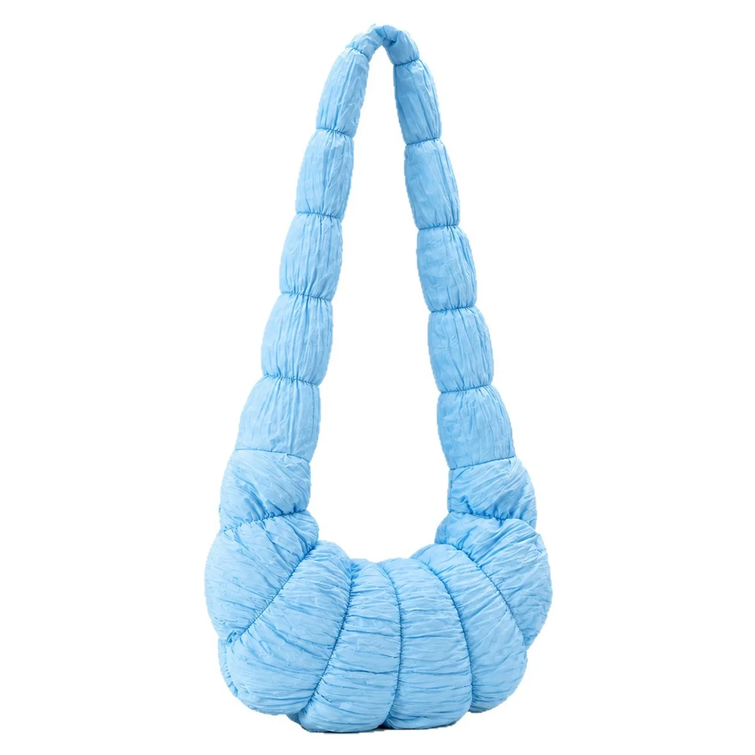 Women’s Croissant Quilted Shoulder Bag, Large Ruched Nylon Crossbody Handbag, Lightweight Casual Purse, Fashion Daily Bag
