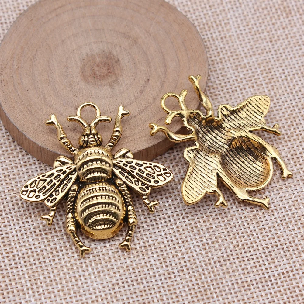 WYSIWYG 3pcs 45x45mm 3 Colors Honey Bee Charms Pendant For DIY Jewelry Making Handmade Jewelry Craft Findings