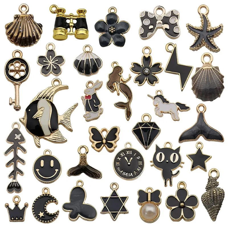 New Mix Styles 31pcs Jewelry Making Charms Drip Oil Type Plated Pendant For DIY Jewelry Handmade Jewelry Accessories Wholesale image 4