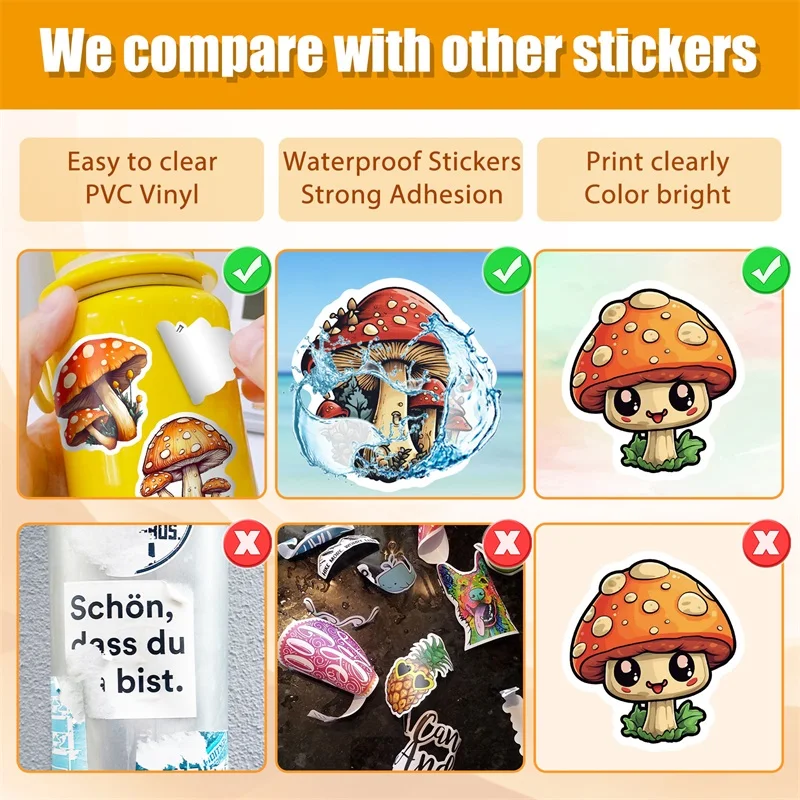 10/30/50PCS Terror Mushroom PVC Sticky Sticker Aesthetic Chidlren\'s Stationery Decoration Scrapbooking Hand Accounting Supplies