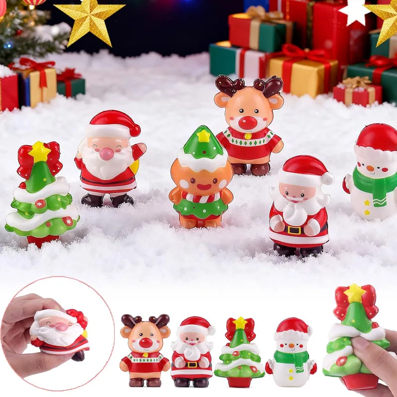 1-40PCS Christmas Snowman Santa Tree Squishies Stress Balls Fidget Sensory Toys for Adult Holiday Party Favors Home Xmas  Decor