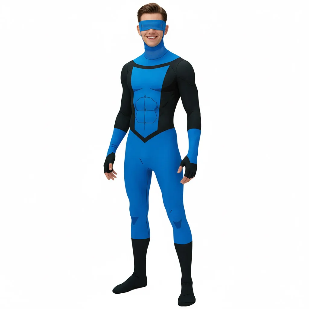 

Mark Grayson Cosplay Costume Invincible 3 Blue Jumpsuit Mask Hero Halloween Carnival Disguise Theme Party Zentai Suit Takerlama