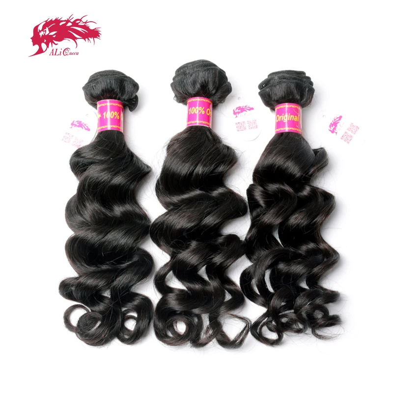 Ali Queen Natural Wave Raw Virgin Hair Unproccessed One Donor Hair Brazilian Human Virgin Hair Bundle Double Drawn Natural Color