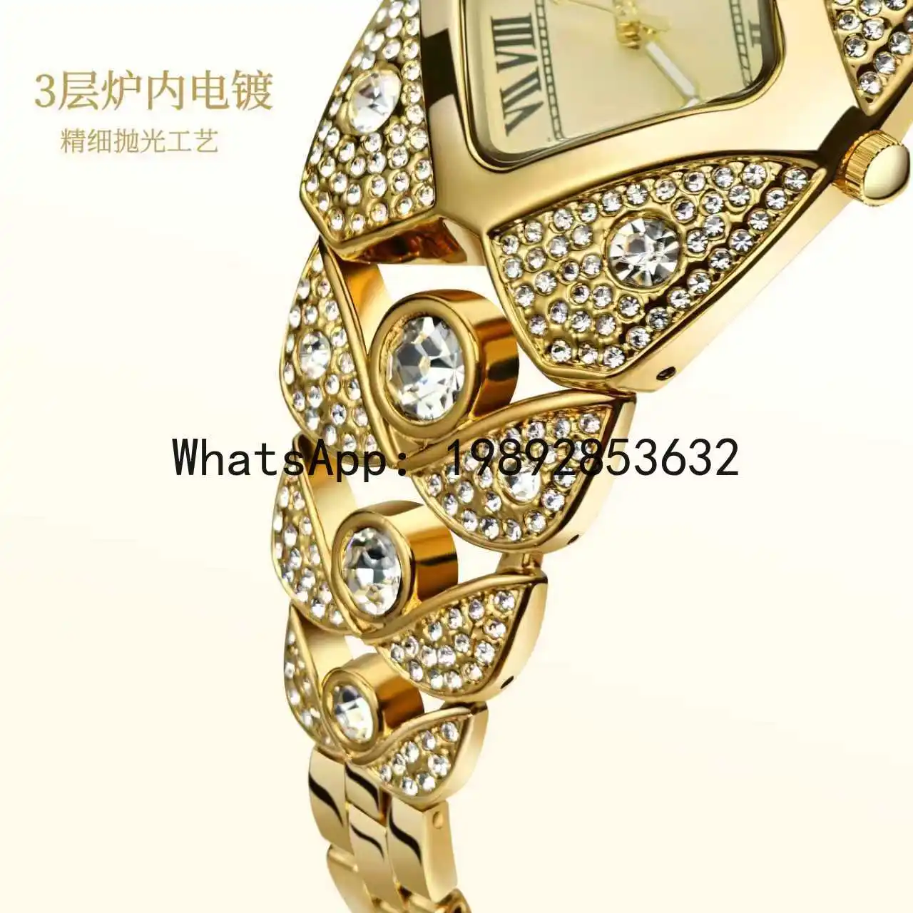 LYY Light Luxury Full Diamond Vintage Bracelet Strap Women's Watch with Diamond Inlay, Waterproof Quartz Watch