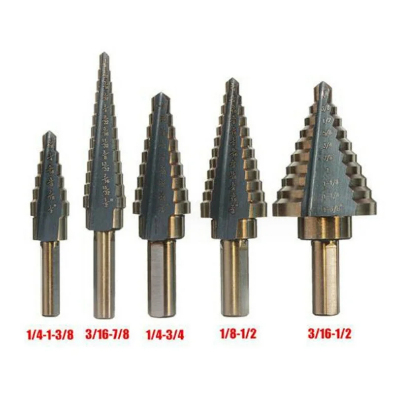 

Triangle handle straight groove ladder drill 1/2-1/8 3/16-1/2 1/4-13/8, suitable for plastics, wood, drill bits