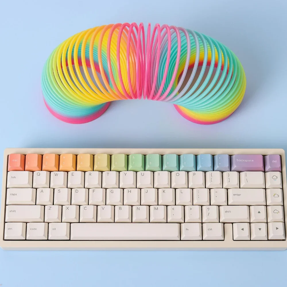 Rainbow kulcs kupak állítsa PBT 134 kulcs Vadcseresznyefa Magas légnyomású levegő minimalistic színben számára 60/64/84/98/108 Gépi Kulcskarika kiegészítők