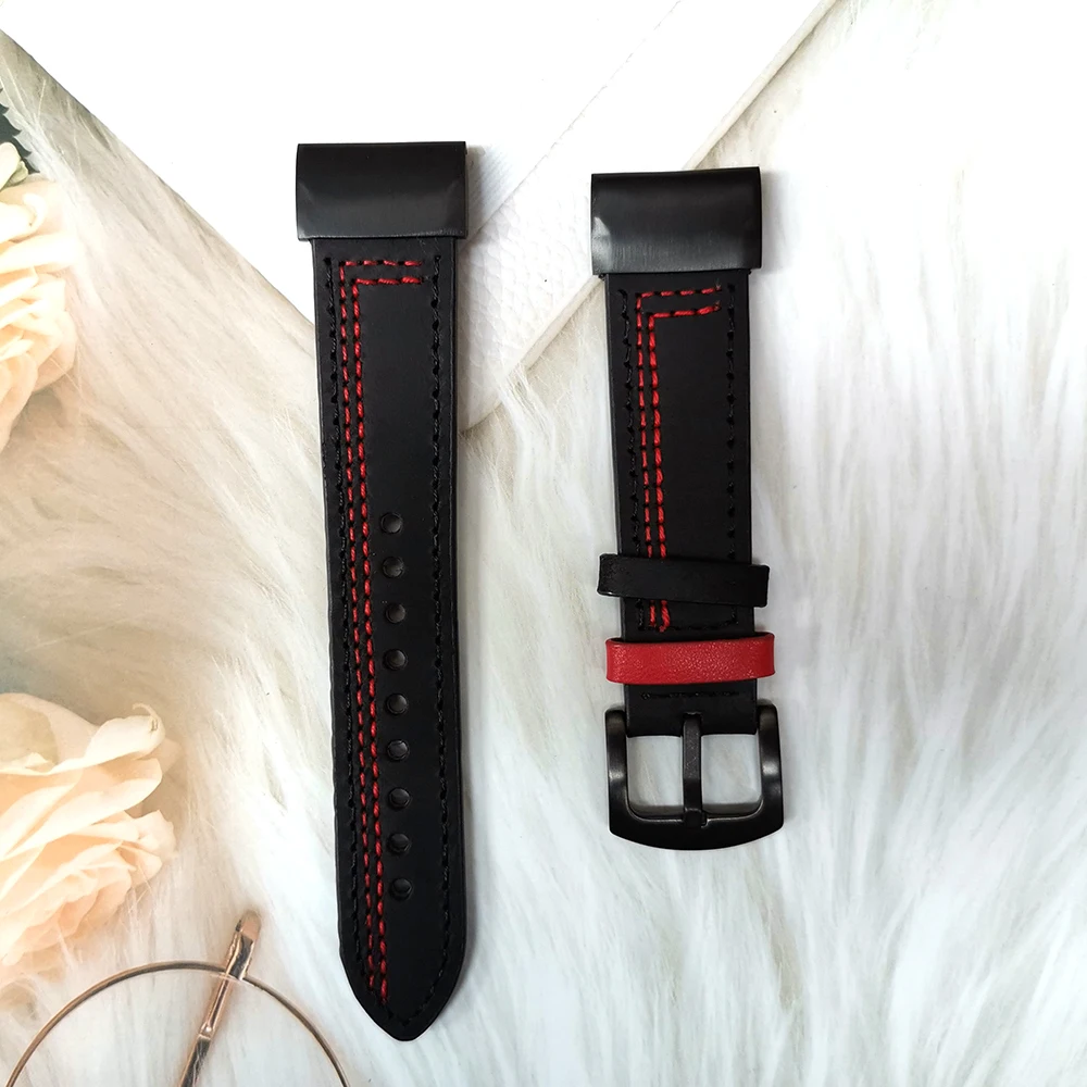 26mm Leather Watchband For Garmin Fenix 6X pro /5X plus Strap Quick Fit Bracelet Straps Band For Fenix 3 3 HR Men Wristband