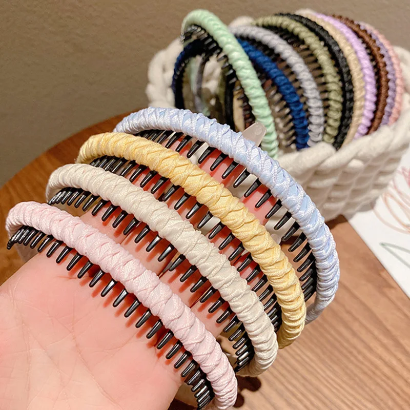 Cute Candy Colors Wrap Cloth Teeth Hairbands For Girls Sweet Hair Ornament Non-slip Headband Hair Band Fashion Hair Accessories