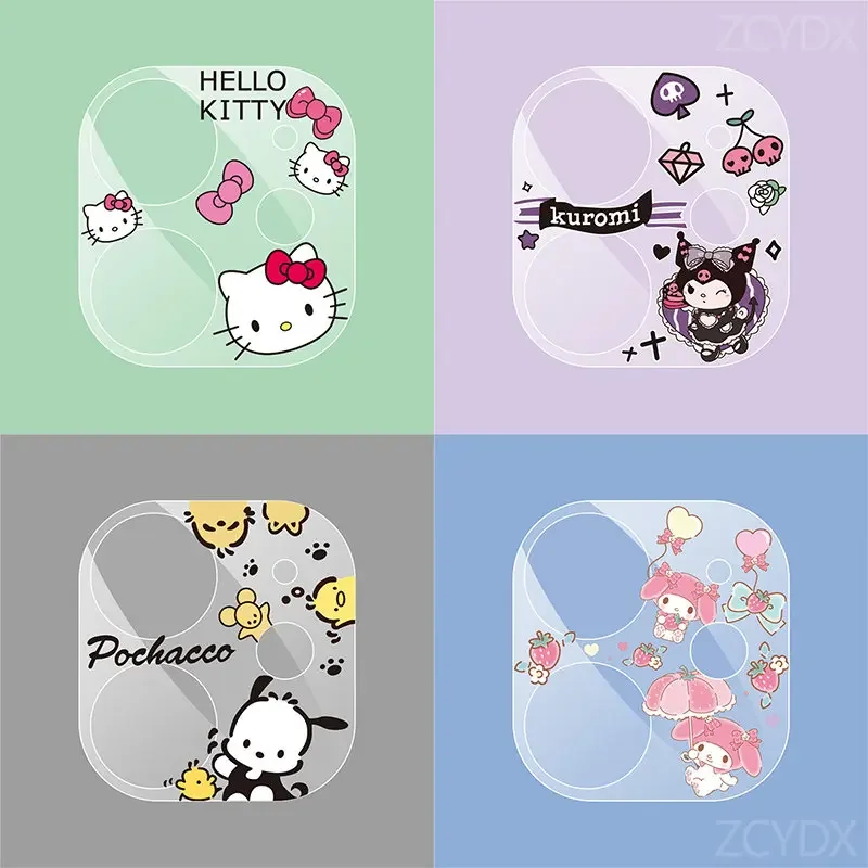 Sanrio Hello Kitty Transparent Camera Lens Protector for IPhone 14 13 12 11 Pro Max Mini Kawaii Anime Tempered Glass Lens Film