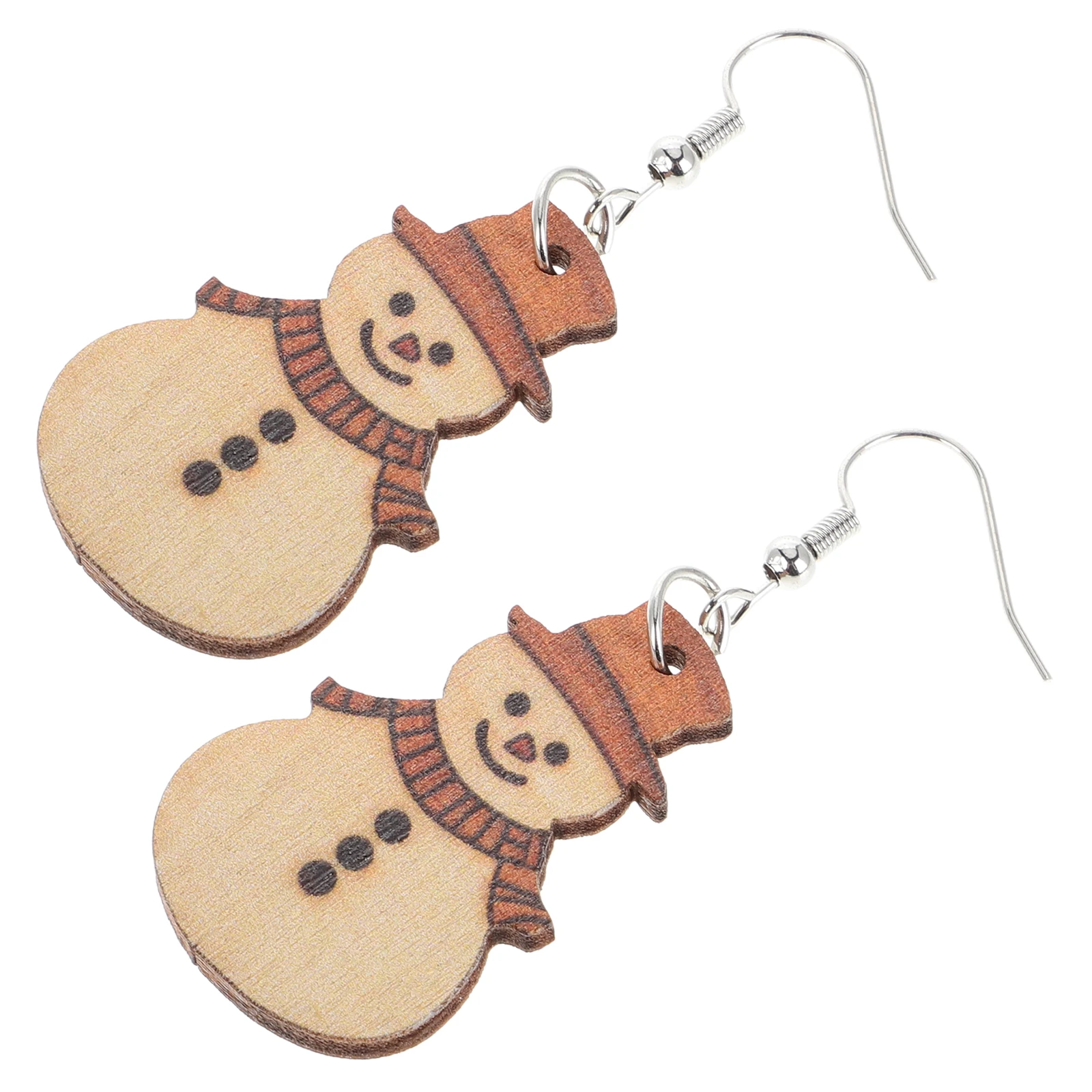

1Pair Christmas Snowman Wooden Earrings Festive Dangle Earrings Holiday Jewelry Present for Women Snowman Ear Jewelry