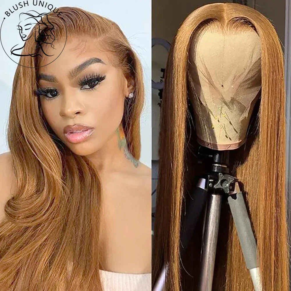 Honey Blonde 32 inch Lace Wigs for Black Women Straight Synthetic Ginger Lace Wig Middle Part Pre Plucked with Baby Hair Wigs