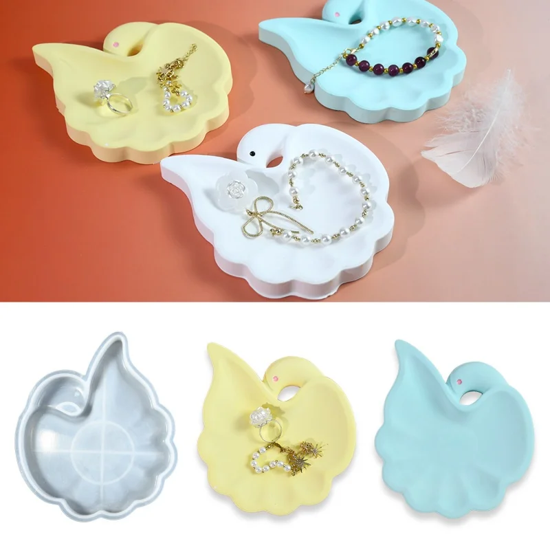 Swan Storage Tray Silicone Mold DIY Fruit Disc Tea Plate Plaster Epoxy Resin Molds Handmade Craft Gifts Desktop Decoration Tools