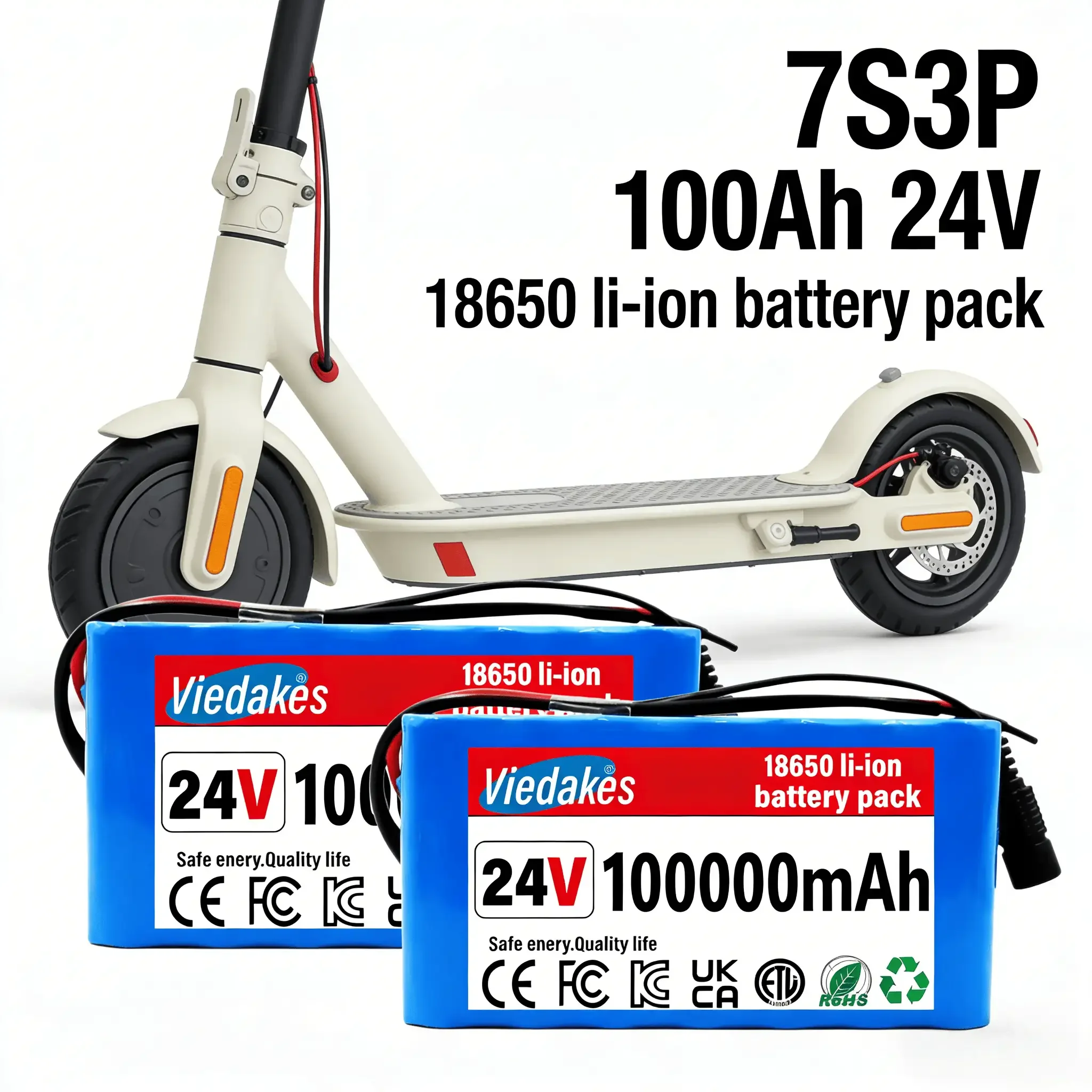 

24V 100Ah Lithium Battery for Kids Ride-On Cars & Power Wheels, 40A BMS, 2A Fast Charger ,Compatible wheelchair 24V battery