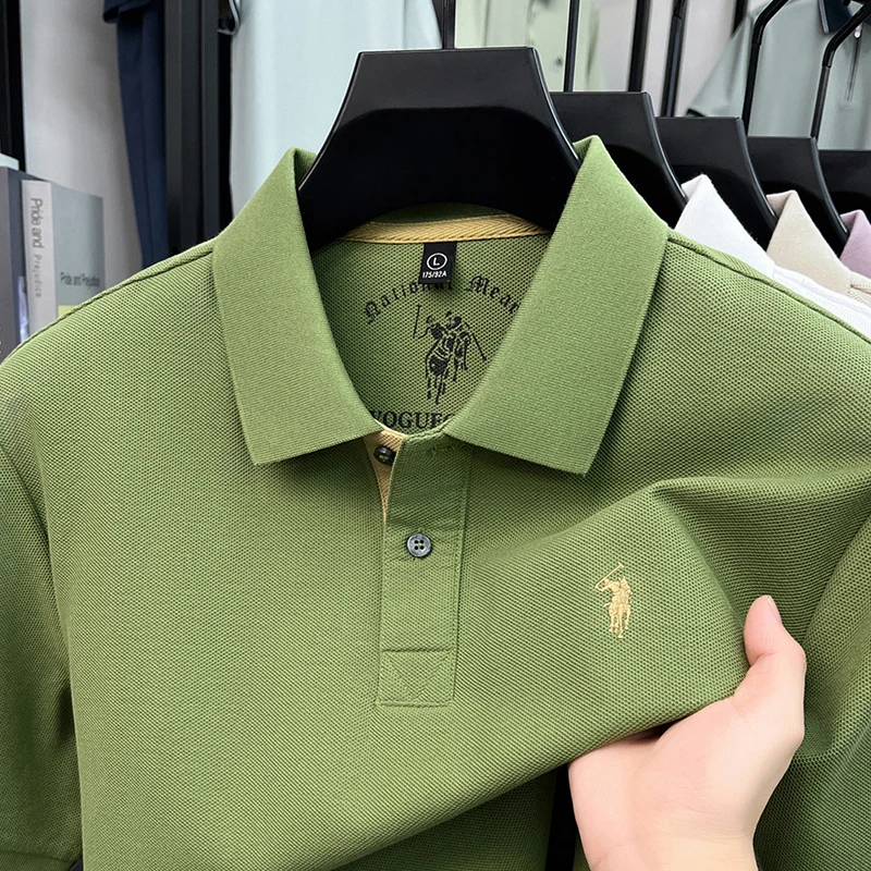 2026 Summer Embroidered Collar T-shirt for Men, Middle Aged, Casual, Business, Half Sleeve Polo Shirt, Short Sleeve Top