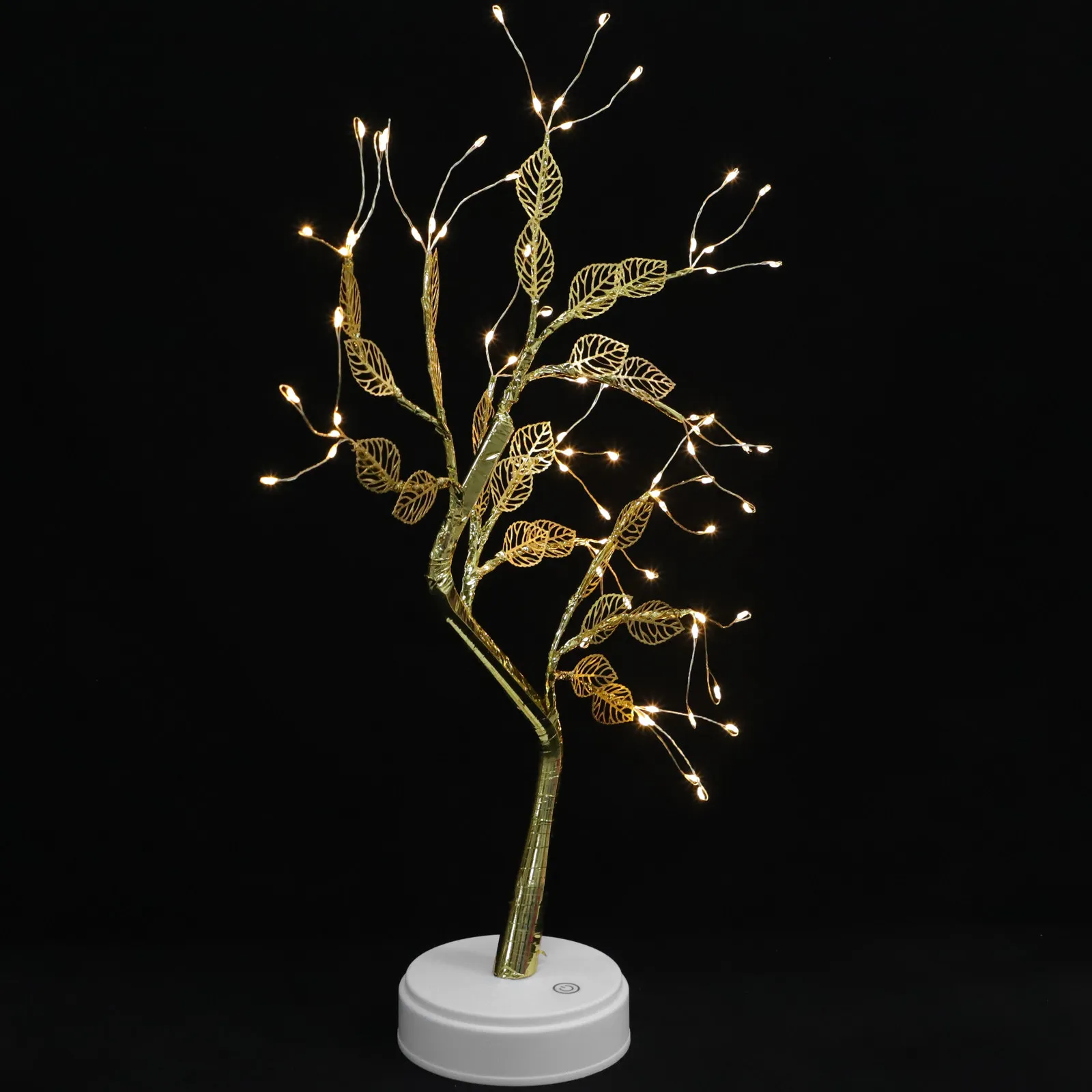 

Miniature Artificial Tree Lamp Simulated Gold Leaf Table Lamp Bedside Night Light for Living Room Bedroom Office Decoration LED