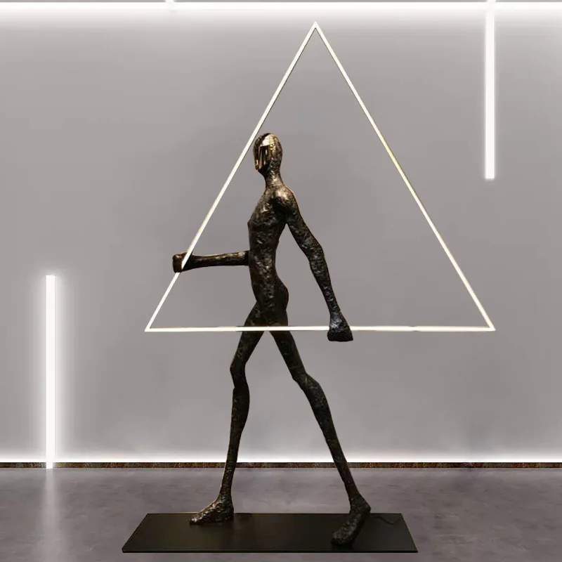 Hot Selling Hotel Exhibition Hall Fiberglass Sculpture Human Body Floor Lamp Decorative Art Abstract Resin Figure Floor Lamp