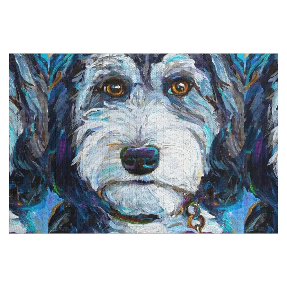 

Tuxedo Aussiedoodle Dog by Robert Phelps Jigsaw Puzzle Anime Wood Animals Custom Puzzle