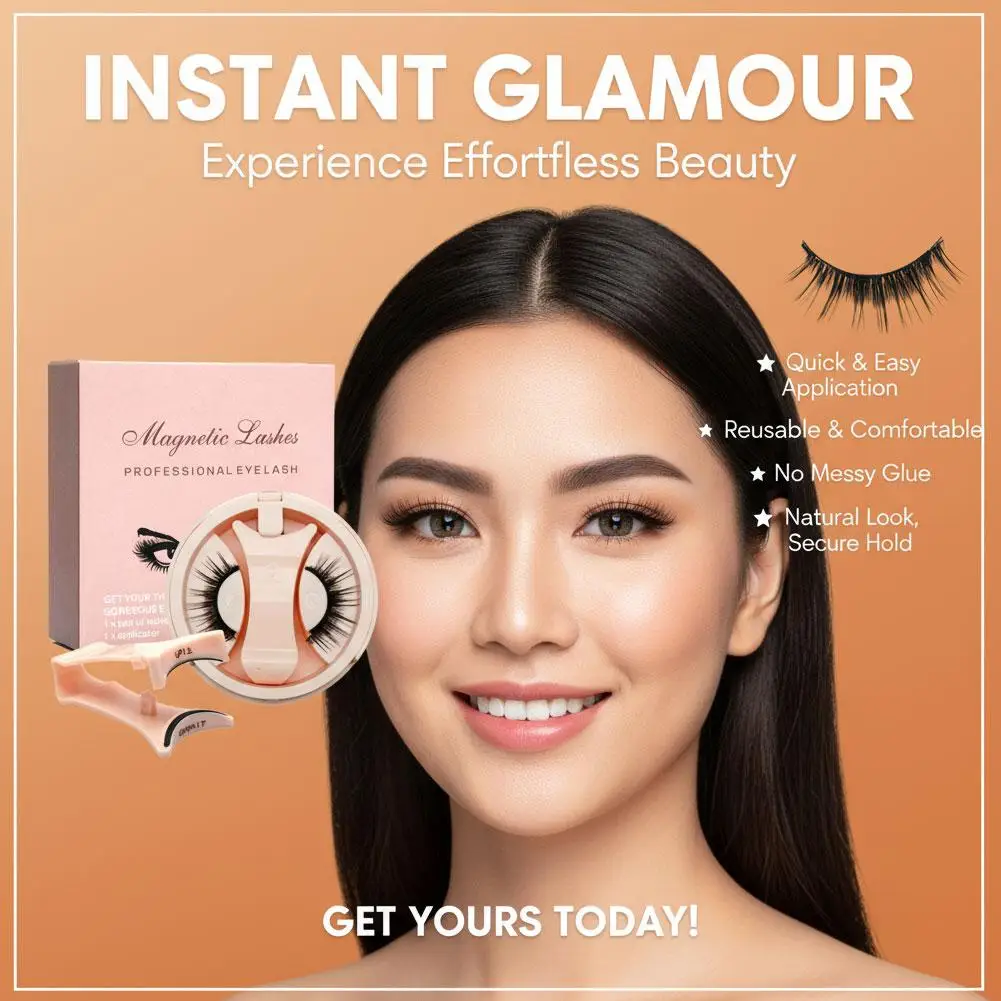 Reusable Magnetic Lashes Magnetic Eyelashes Natural Look False Eyelashes with Applicator Easy to Wear and Remove Glue-Free - view 5
