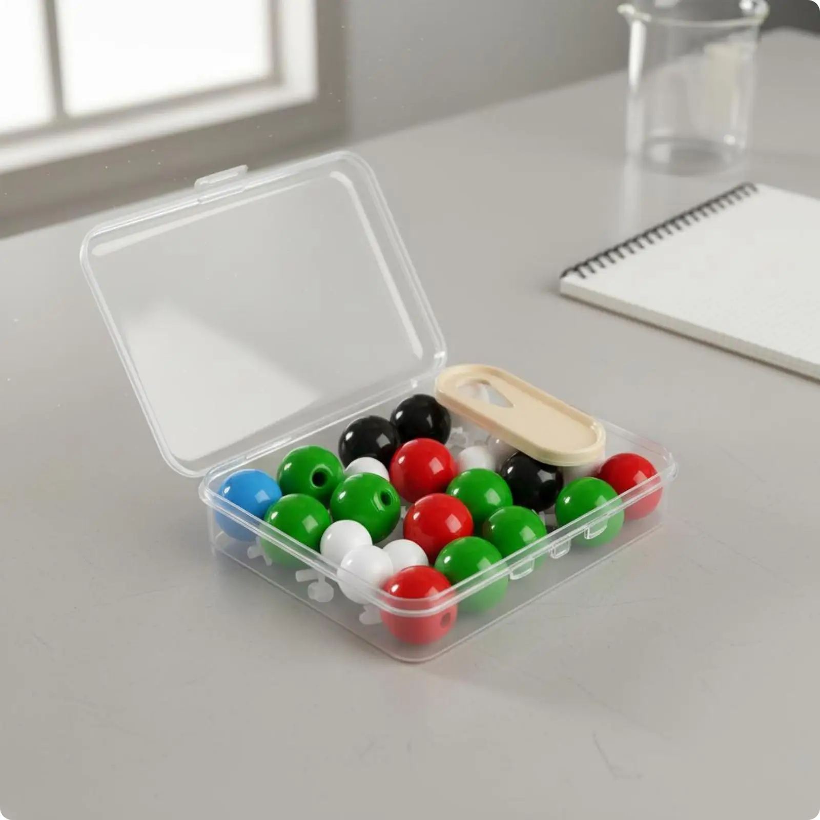 5xStructural Structure Model Kit Ball-and Model Kit Compartmented Tray Particle and Connection Set for Classroom