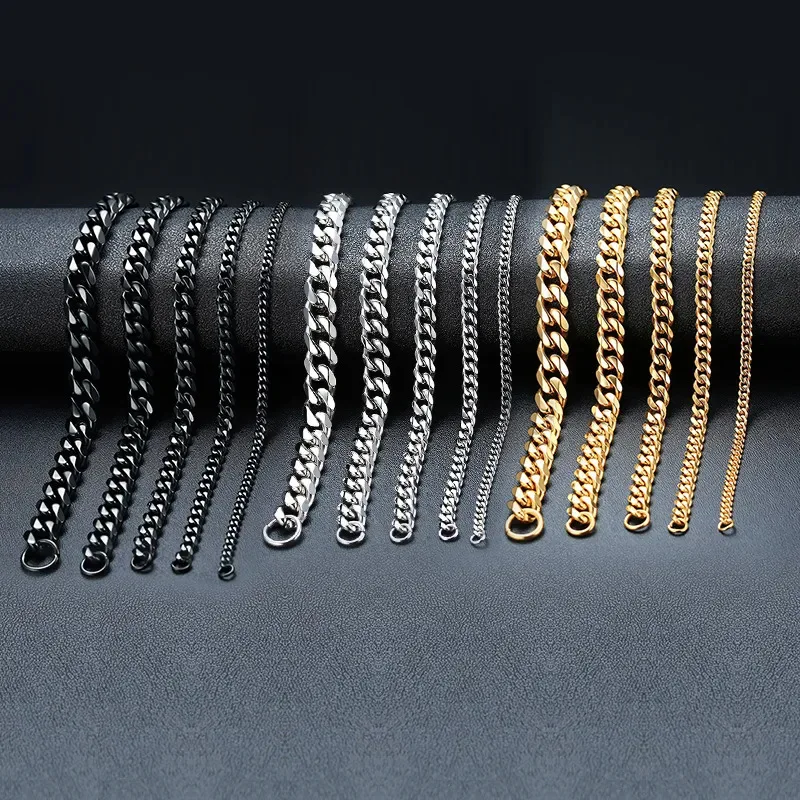 316L Stainless Steel 3/5/7/9/11mm Cuban Chain Bracelet for Men Women Vintage Metal Kpop Pulseras Emo Cute Luxury Jewelry Gift