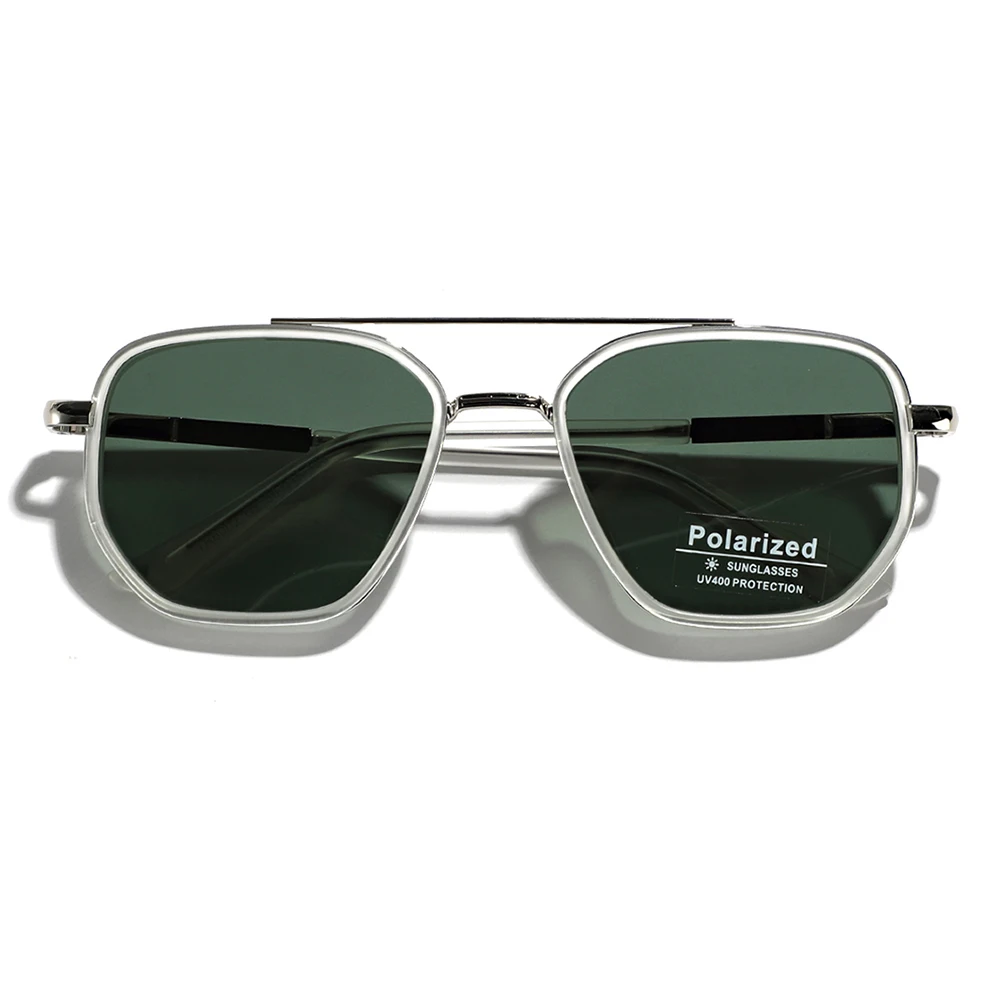 Peekaboo tr90 óculos de sol polarizados masculino estilo retro metal quadrado óculos de sol para mulher ponte dupla condução verde preto uv400