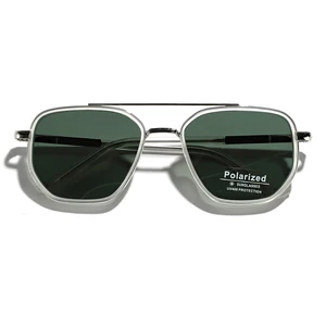 Peekaboo TR90 Gafas de sol polarizadas Hombres Retro Metal Sol Gafas para mujeres Doble puente conducir verde Black Uv400 6 Mejores Peekaboo de ventas - №2