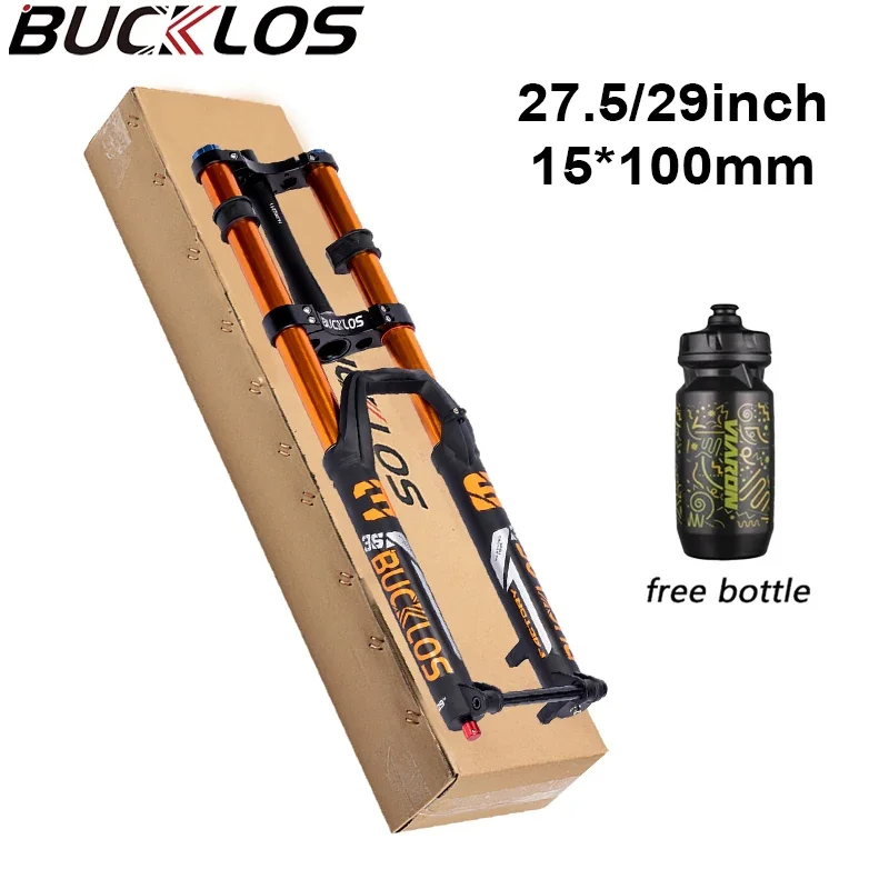 BUCKLOS 15*110mm Air Suspension Bike Fork 27.5/29 Inch Thru Axle Bicycle Front Fork MTB Downhill Bike Front Fork Bicycle Parts