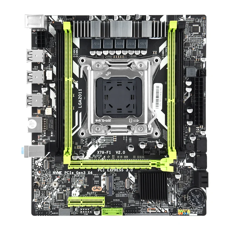 New X79-F1 computer motherboard 2011 Pin Jack E5 V2 four-slot DDR3 with M.2 port USB2.0