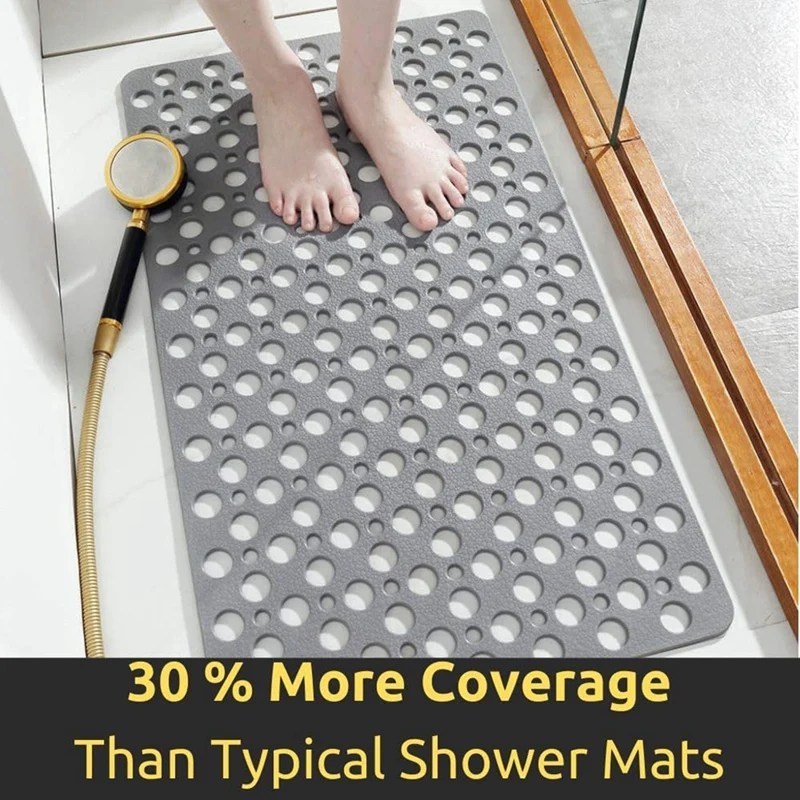 Shower Mat Machine Washable Bathtub Mat Non Slip Mat Non Slip With Suction Cups And Drain Holes, 30X17 In (75X43 Cm)