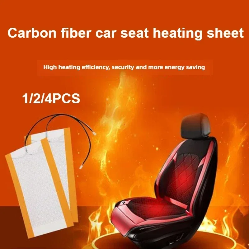 12V 4pcs 2 Set 2pcs 1set 1pc Carbon Fiber Heated Seat heating Heater Pads Winter Warmer Covers Universal for Car