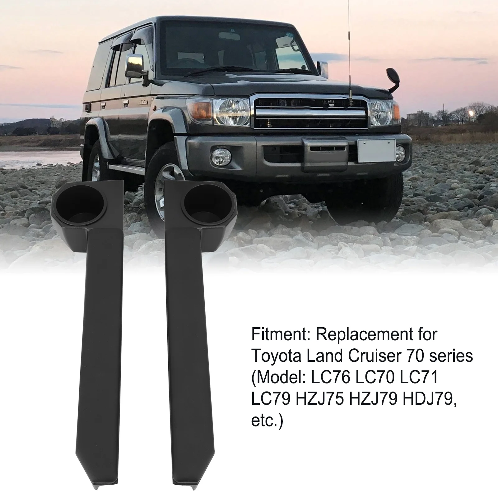 1 Pair Car Door Armrest Cup Holder Plastic Leather Wear Resistance Replacement for Toyota Land Cruiser 70 Series