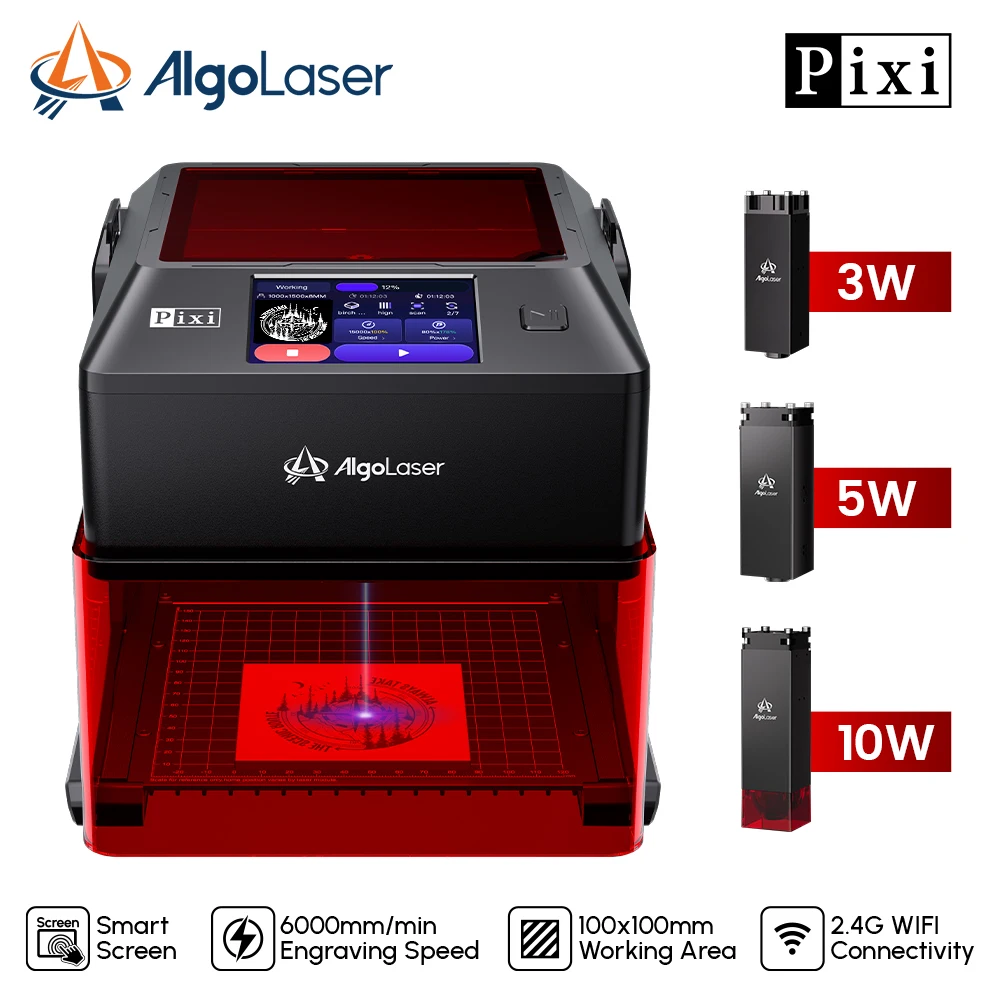 AlgoLaser PIXI Mini draagbare lasergraveerder met touchscreen Smart Class 1 lasergraveermachine voor zakelijk doe-het-zelf logo dog tag
