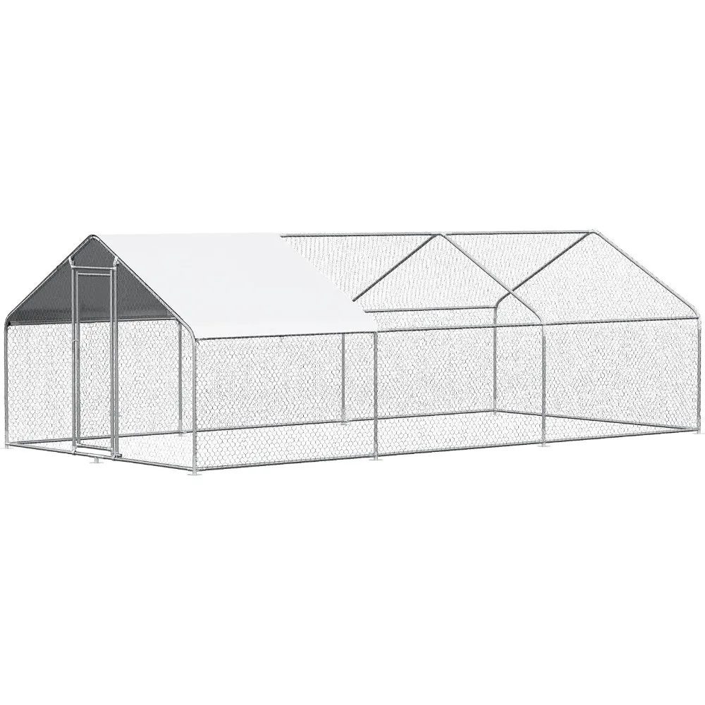 Chicken Coop Large Metal Chicken House Chicken Pen Outdoor for 40 Chickens Poultry Cage with Waterproof Cover for Rabbits Duck