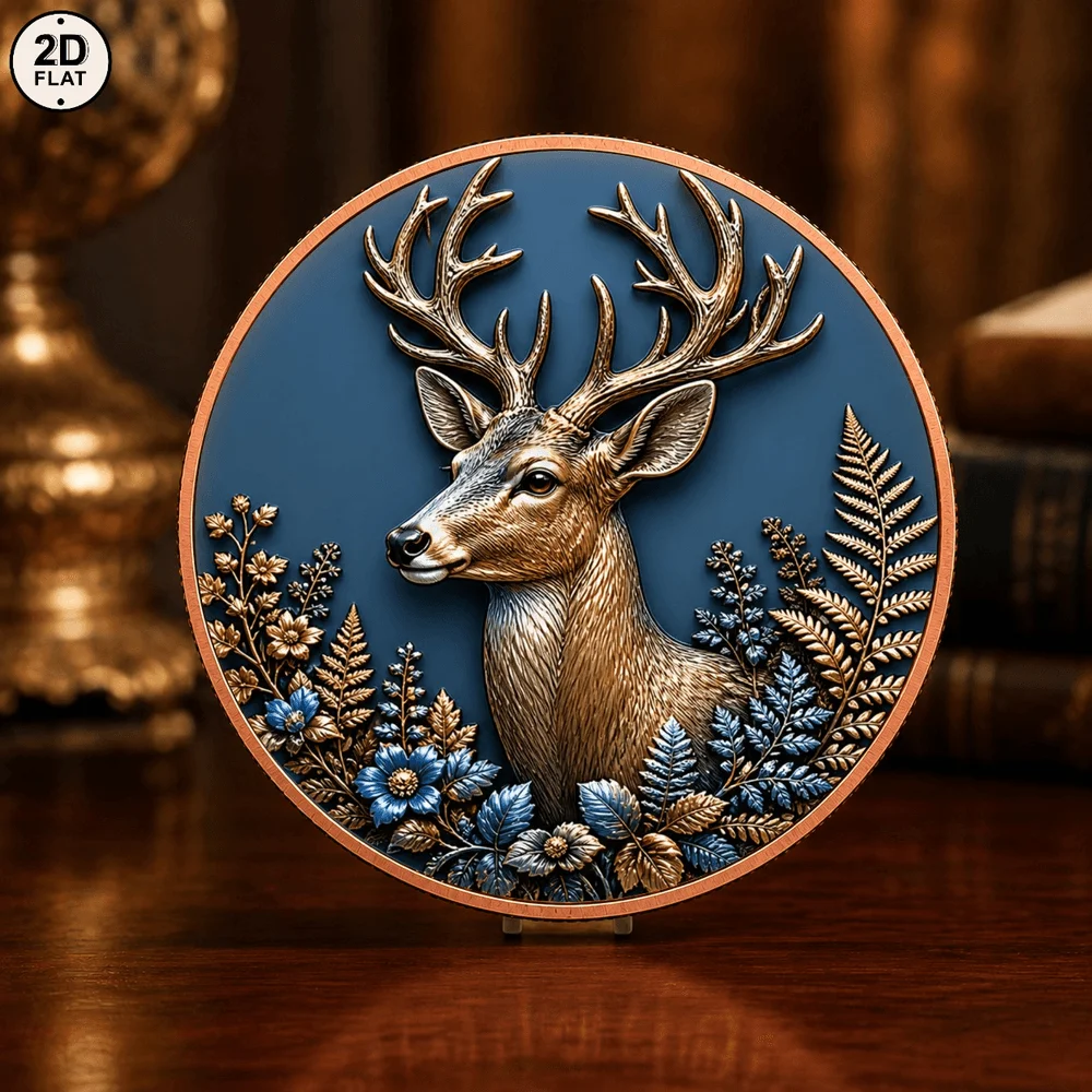 1pc Forest Stag Deer 1OZ Pure Copper Challenge Coin UV Print Majestic Buck Commemorative Medal Wildlife Art Collection Gifts