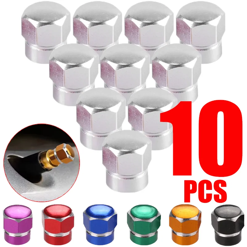 

10PCS Aluminum Large Hexagonal Car Tire Valve Cap Generic Cars Motorcycle Dustproof Colorful Valve Caps Motorcycle Accessories