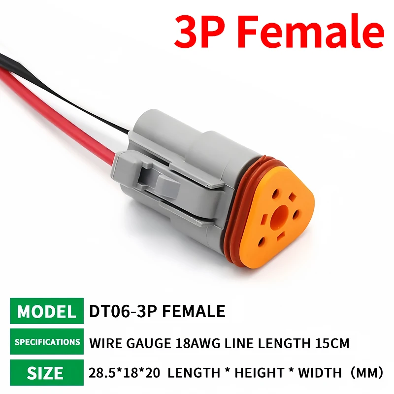 3 Pin DT04-3P DT06-3S Waterproof Connector with 15cm Cable - Heavy Duty Electrical Plug Socket for Car, Truck, Motorcycle & Boat T&I Online Store