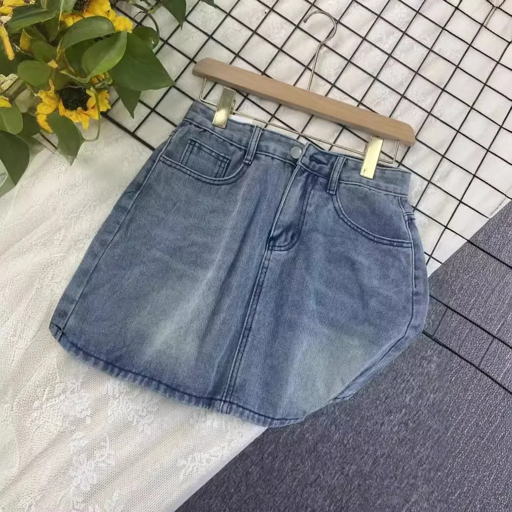 Pop 2024 New Style Vintage Sensibility High-Waisted Denim Skirt Niche Versatile A- Line Slimming Bodycon Mini Dress For Women