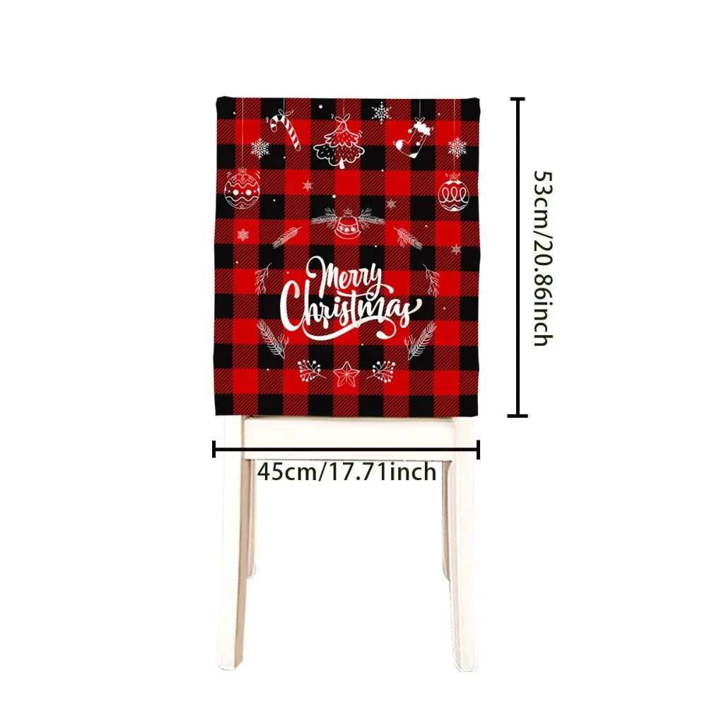 

Snowman Christmas Chair Cover Santa Claus Pattern Washable Chair Back Slipcover Elf Pattern Quick Easy Use Chair Back Cover