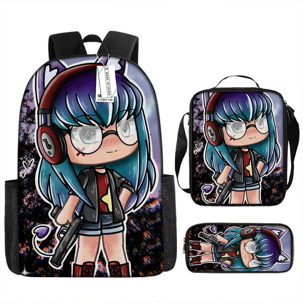Classic Popular Funny Novelty Gacha 3D Printed 3pcs/Set pupil School Bags Laptop Daypack Backpack Lunch bag Pencil Case