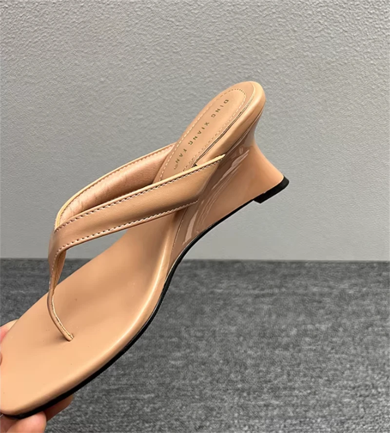 Sandalias verano para mujer, tacón cuña punta cuadrada tira estrecha - imagen 4