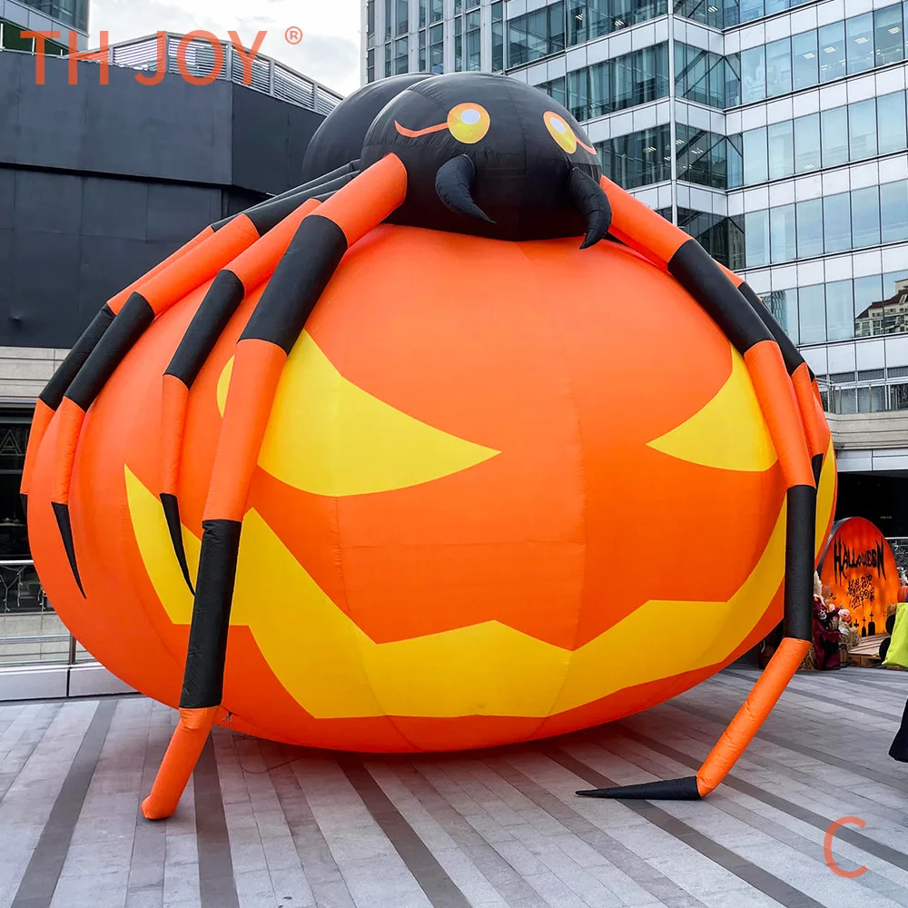 Ballon citrouille gonflable d'halloween de 20 pieds et 6m, nouveau modèle d'araignée sur citrouille pour décoration de festival, livraison aérienne rapide à porte!