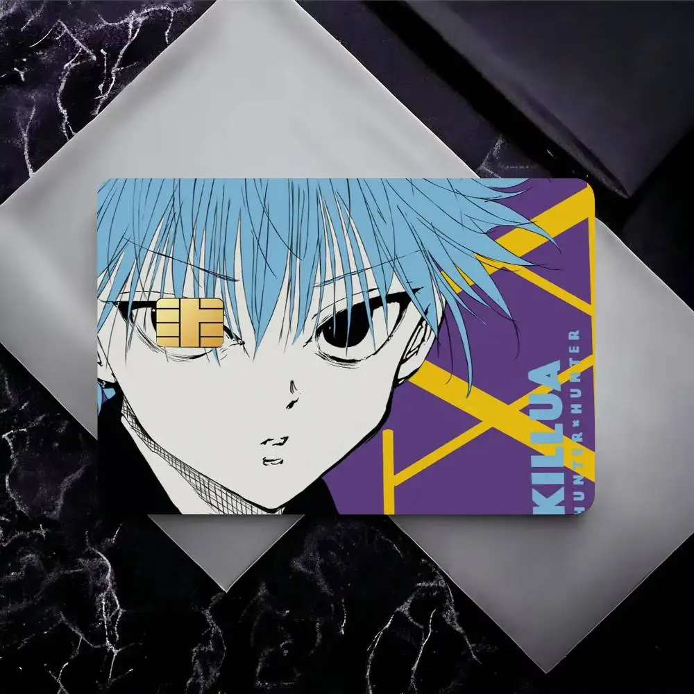 هنتر X هنتر أنيمي بطاقة ملصقات ملصق مائي 4 قطعة بولي كلوريد الفينيل جلود بطاقة الائتمان القابلة للإزالة ذاتية اللصق طبقة رقيقة واقية