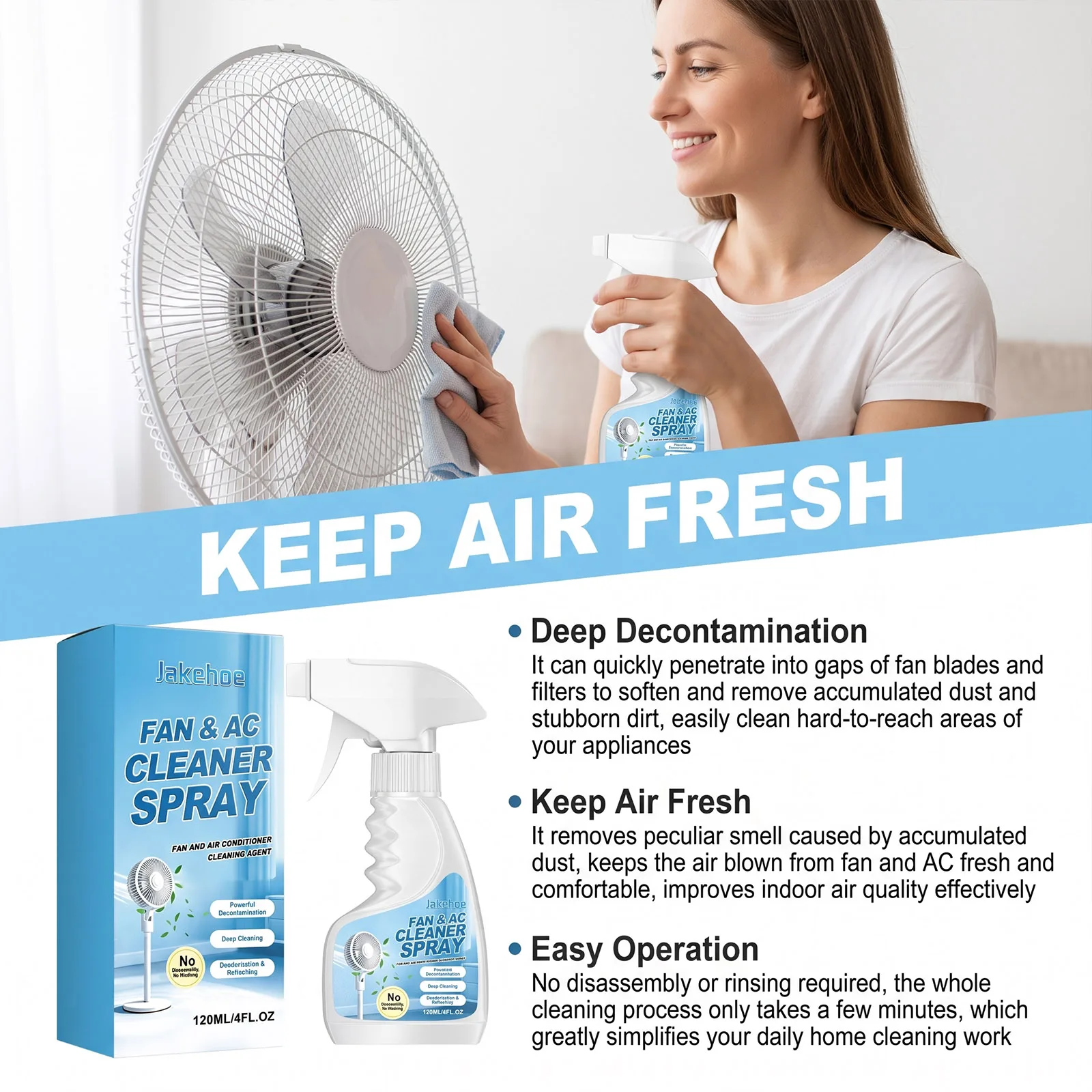 Fan Air Conditioner Cleaner Spray Deep Dust Dirt Remover Filter Coil Cleaning Foam Freshener Household Appliance Care Treatment - view 4
